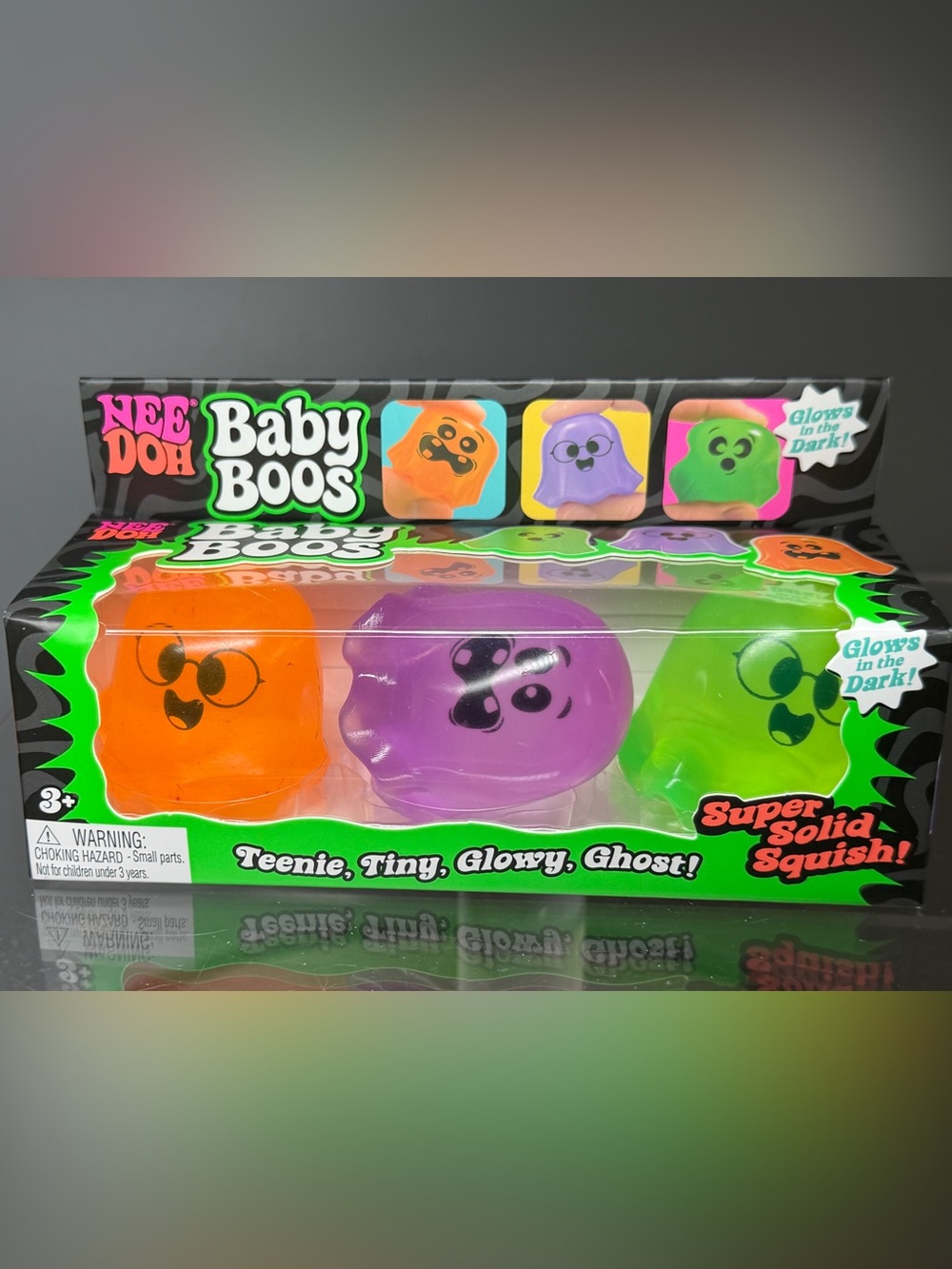 RARE NeeDoh Baby Boos Double Glasses Face 3 Pack Glow Ghosts Sealed NEW